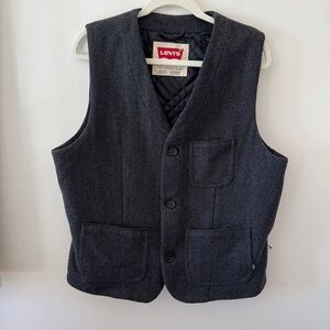 Levi's Charcoal Herringbone Vest Wool size XL